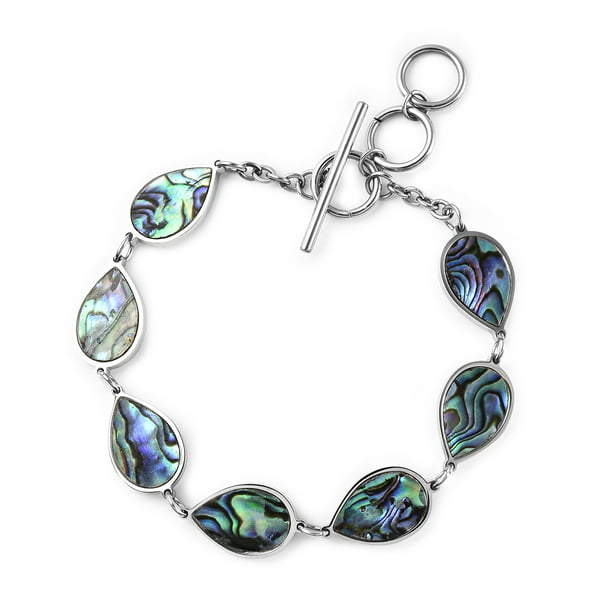 Silver Clear Crystals Women magnetic stainless steel bracelet Abalone Shell